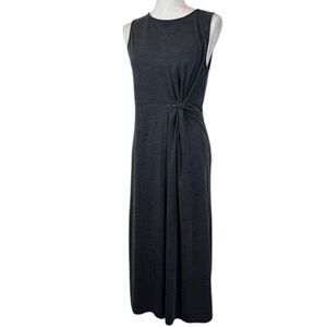Nicole Miller Ribbed Knit Stretch Side Knot Dress in Charcoal Gray Size Medium